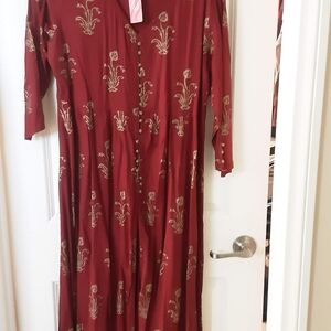 Elegant Red Floral Women's Dress
